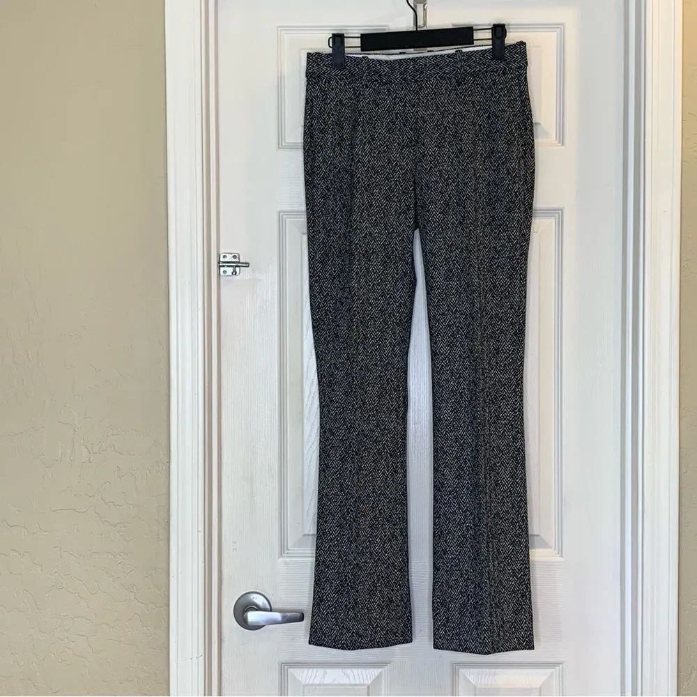 Zara Womens Pants Black White Twill Classic Career Straight Leg Size XS